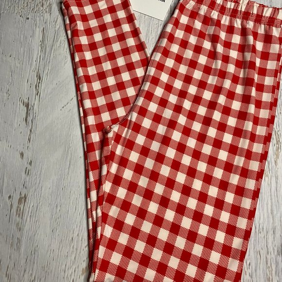 NWT Agnes & Dora Red Gingham Print Legging - Picture 1 of 1